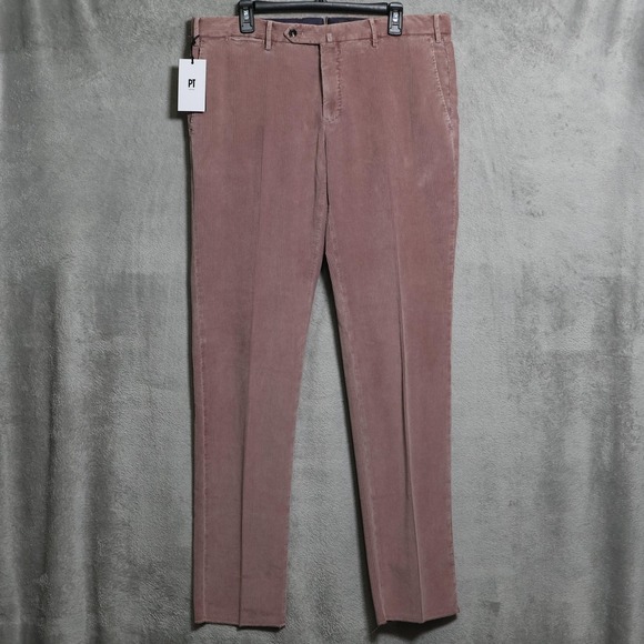 PT Torino Pants Mens 52 Pink Corduroy Slim Fit Stretch Trousers Preppy Casual